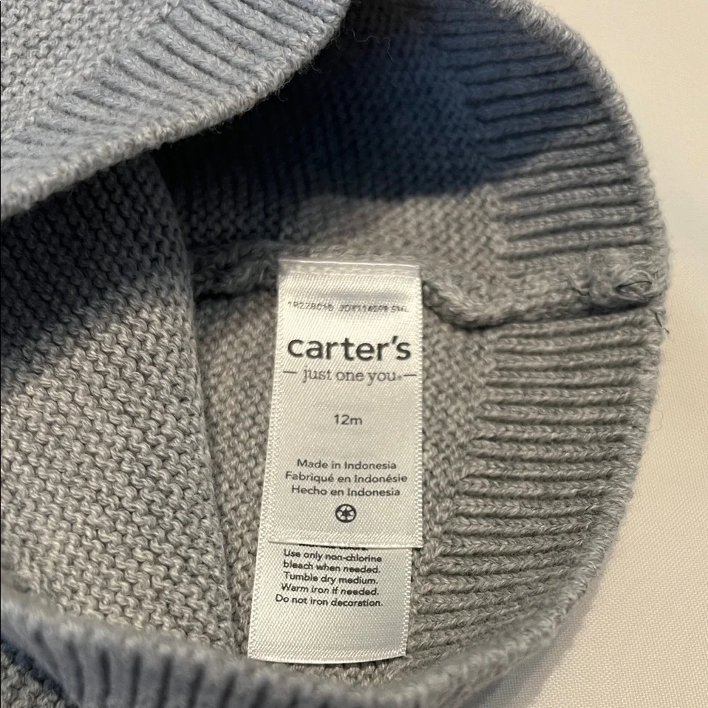 “Bundle 10/$13” carters 12m Gray Knitted baby boy girl hat Beanie with Ears - Picture 2 of 3